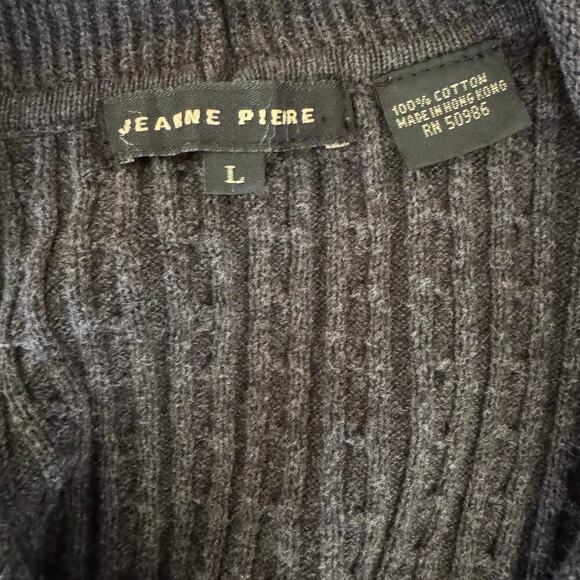 Jeanne Pierre Knit V Neck Cardigan Old Money Minimalist Preppy Gray Size Large - Picture 3 of 8